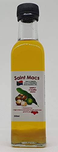 Saint Macs Macadamia Oil - 250ml - 100% Virgin Cold Pressed - Essential Oil - Olive Oil Alternative