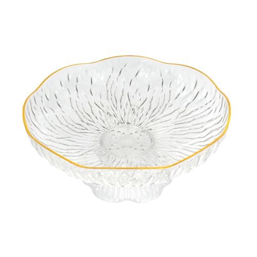 Image of VghFit Plastic Fruit Bowl with Detachable Pedestal, Flower Shape Fruit Basket Holder, Kitchen Counter Storage for Food Vegetable and Fruit (Crystal)