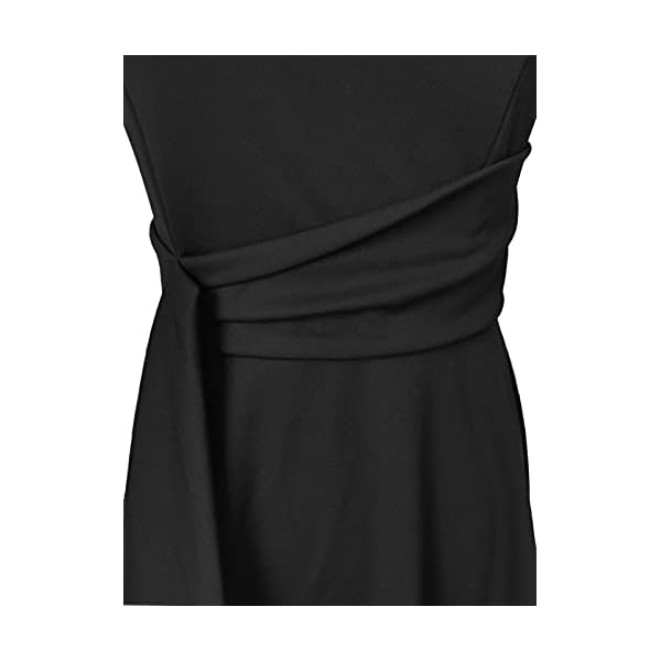 Womens-Elegance-Audrey-Hepburn-Style-Ruched-Dress-Round-Neck-34-Sleeve-Sleeveless-Swing-Midi-A-line-Dresses FENJAR Womens Elegance Audrey Hepburn Style Ruched 3/4 Sleeve Midi A-line Dress Black