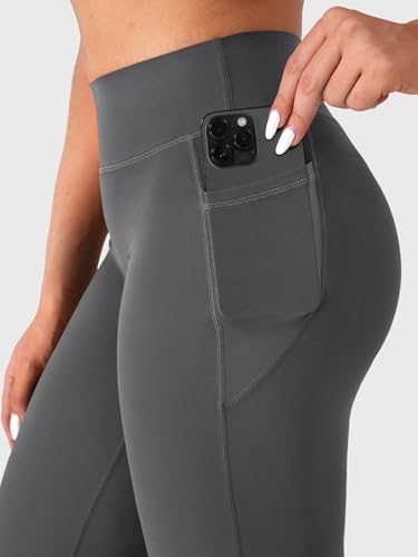 Image of YEOREO Ease Workout Leggings with Pockets for Women No Front Seam Straight Leggings High Waist Wide Leg Yoga Pants 29 inch / 31.5 inch