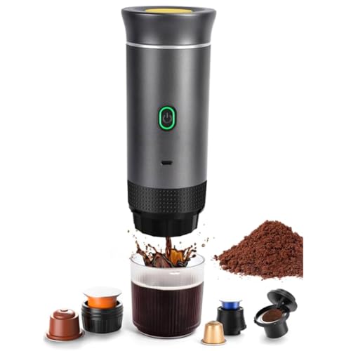 Awwertse Máquina de Café Portátil, Máquina de Café Espresso Eléctrica, Máquina de Cápsulas, Compatible para Acampar, Automóvil, Viajes
