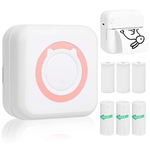 Mini imprimante Thermique Portable sans Fil Bluetooth avec 3 Rouleaux d'autocollants et 3 Rouleaux...