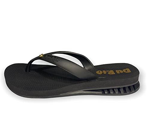 Chinelo Feminino Com Salto DuRio Air Para Esporão Fascite Plantar Ortopédico Vegano (Preto, G, br_fo
