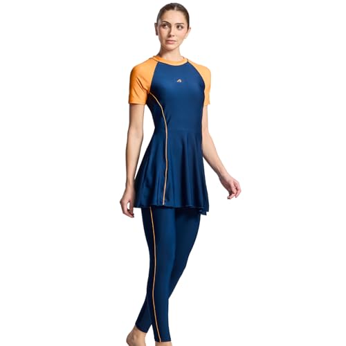 Boldfit Swimming Suit for Women 2 Piece Swim Suit Set, Full Body Swimming Costume,Stretchable Fit Swimwear,Ladies Swimsuit for Women Polyspandex Swimming Dress