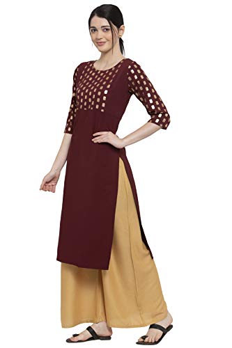 Image of Women's Crepe Skinny Kurta (ABC4039 Maroon L)