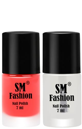 Image of Long Lasting Nail Polish | Nail Paint Combo 7 ml Each) - Set of 2 Baby Pink-Top Coat