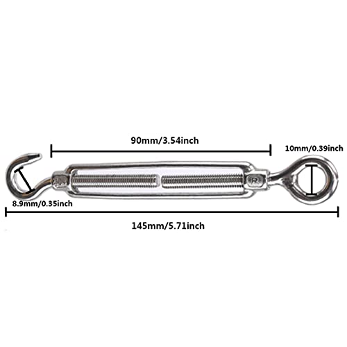 Tensores M6 Para Cable (Gancho y Ojal) En Acero Inoxidable 304 De Alta Resistencia Con Tornillo De Ojo Lag Para Tensado De Cuerda 12 Piezas miniatura 2