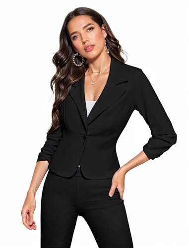 Hybrid & Company Women's Comfy Ponte Blazer JK1131 SLPBLK L
