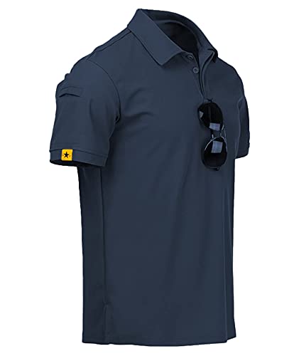 Scodi Mens Polo Shirts Short Sleeve Moisture Wicking Golf Polo Athletic Collared Shirt Tennis T-Shirt Tops Navy #TOP10
