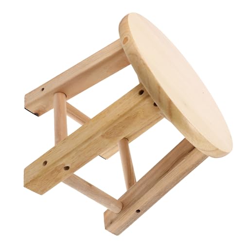 Sosoport Taburete bajo Pequeño de Madera Sintética Beige Patas Antideslizantes y Diseño Ligero, Adecuado como Reposapiés para Baño o Banquito para Ducha