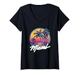 Photo Gallery donna miami retro anni ottanta anni 80 & 90s beach style design retro maglietta con collo a v Photo Gallery donna miami retro anni ottanta anni 80 & 90s beach style design retro maglietta con collo a v