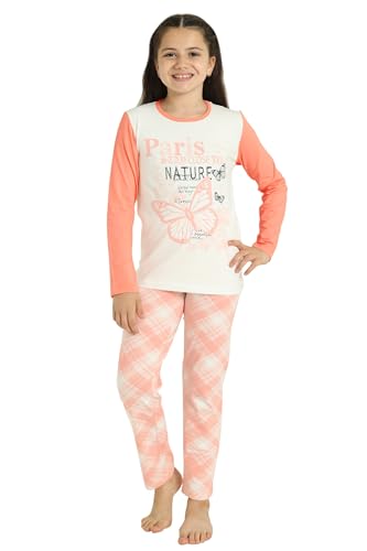 LOREZA ® Mädchen Pyjama Baumwolle Set Zweiteiliger Schlafanzug (140-146...