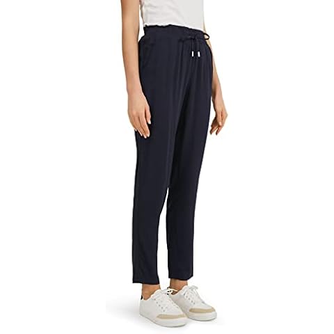 C&A Damen Hose Hosen Casual Tapered Mid Rise/Mid Waist Viskose dunkelblau 38 S-L-R Cover