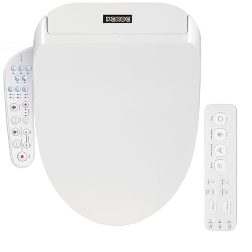 KERDE P30B Bidet Toilet Seat - Dual Control (Side Panel & Remote), Warm Water Wash, Heated Seat, Warm Air Dryer, LED Night Light,Existing Toilets Electric Bidet Elongated Electronic Heated Smart