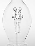 figuren flaschen Glaskunst Oberstdorfer Glashütte Flasche bauchige Glakaraffe Figurenflasche aus klarem Glas dekorative Sternzeichenflasche mit Glaszwillingen innen Füllmenge 0,5 Liter Höhe 30 cm
