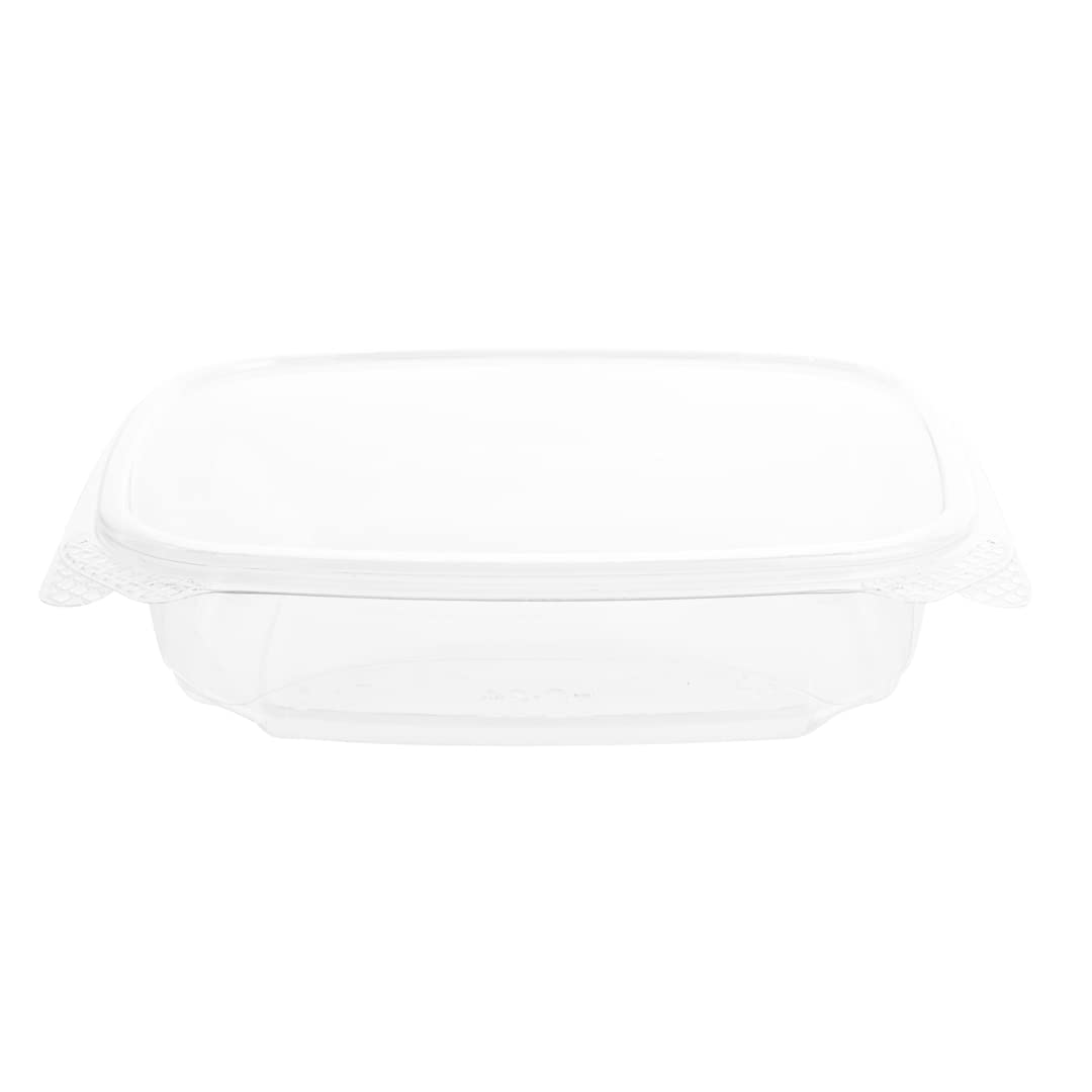 Thermo Tek - Contenedores de comida delicatessen de 24 onzas, 100 recipientes con tapa con bisagras antivaho, congelables, rectangulares, de plástico transparente, desechables Restaurantware