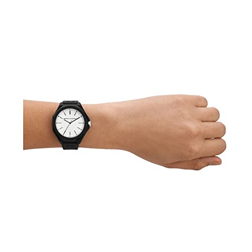 Armani Exchange Silicone Analog White Dial Men Watch-Ax4600, Black Band - Image 5