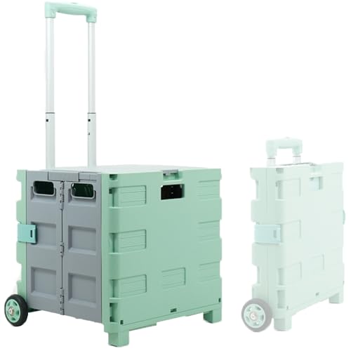 Chariot d'achat ergonomique pour soulager le dos avec panier vert et 2 roues stables - 2