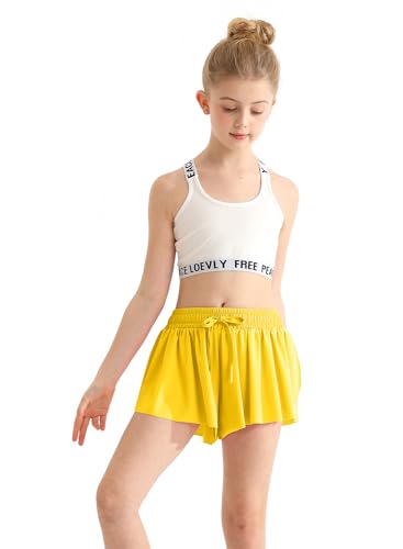 EQSJIU Girls Butterfly Shorts with Spandex Liner Preppy Flowy Athletic Shorts Skirts for Sports, Running, Dance, Cheerleading