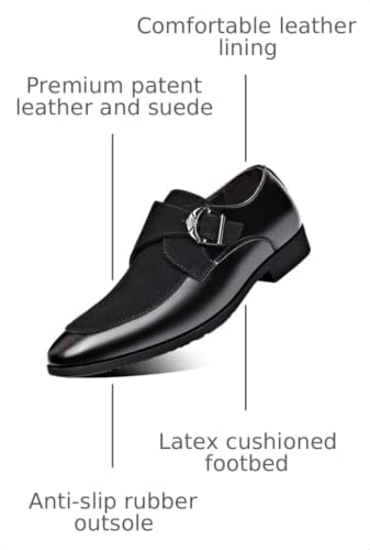 Image of Men's Suede Patent Leather Dress Shoes Business Formal Derby Fashion Oxford Tuxedo Shoes