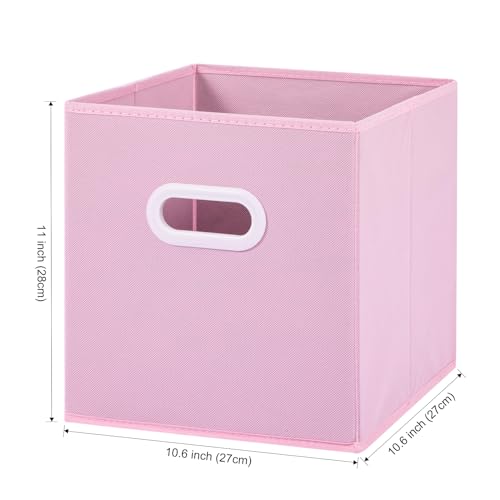 Stero Fabric Storage Cubes Bins, 11 inch Fun Colored Foldable Storage Baskets with Dual Plastic Handle for Home, Kids Room, Closet and Toys Organization, Multi Colored, Set of 6 by Stero - Image 2