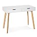 Homfa Writing Computer Desk, Laptop Notebook PC Workstation with 2 Drawers, Simple Study Makeup Vanity Table Modern Furniture for Home Office, White