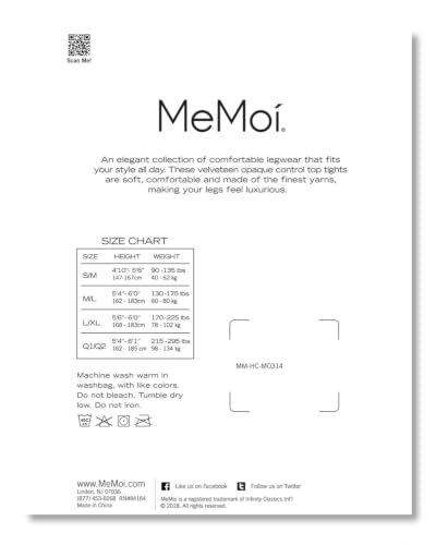 Image of MeMoi Velveteen Semi Opaque Tights, Comfortable and Lightweight Control Top Tights, 30 Denier - Sizes S-Q2