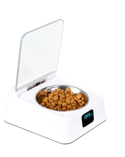 Futterautomat Katze,katzenfutter Automat,Nassfutterautoma für Katzen,Automatischer Haustierfütterer mit Abnehmbaren,Flip-Top-Deckel,Digitalanzeige,Edelstahlschüssel