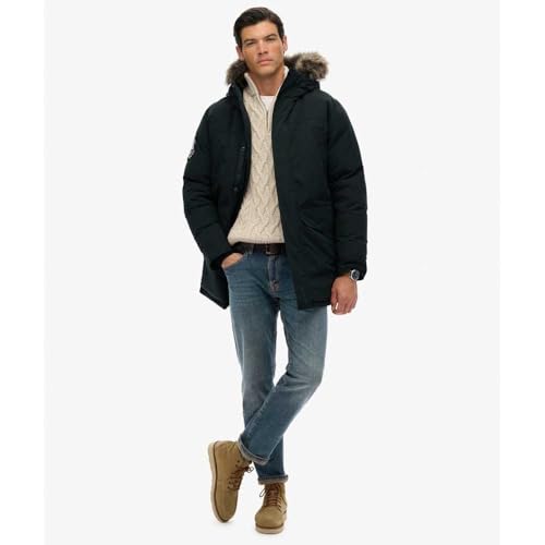Superdry Para Hombre. M5011929A Parka Everest Faux Fur Verde Oscuro (L), Casual, PoliéSter - 7