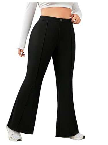 Floerns Women's Plus Size High Waisted Trousers Stretch Flare Leg Casual Pants