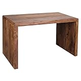 Die Holzoberfläche am besten mit einem lauwarmen, leicht angefeuchteten Baumwolltuch abwischen und Restfeuchtigkeit mit einem fusselfreien Lappen entfernen. Scheuermittel und scharfe Reiniger unbedingt vermeiden. Empfehlung: Nachlackieren (max. 1x pro Jahr) mit einem klaren Schutzlack, um Wasserrändern vorzubeugen. Von Polituren ist abzuraten, da sie dem Naturholz Möbel auf Dauer schaden.