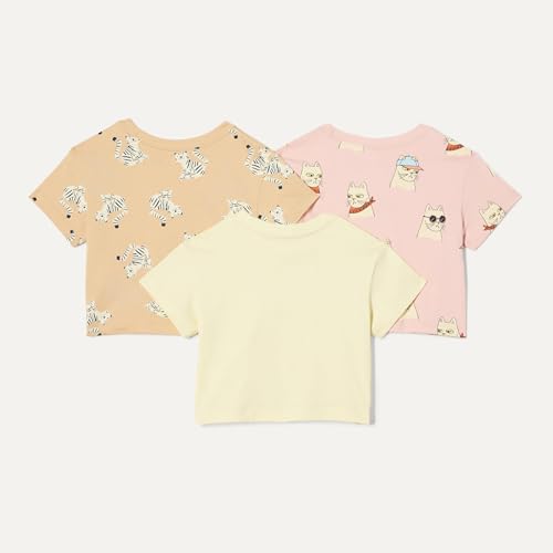 Image of Amazon Essentials Girls and Toddlers' Girls and Toddlers 3-Pack Short Sleeve T-Shirts