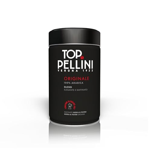 Pellini Café Top 100% Arabica, Café Moulu pour Moka à l'Arôme Intense et Enveloppant, Mélange 100% Arabica à la Torréfaction Délicate, Paquet de 250g