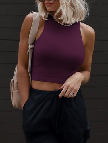 Image of ATHMILE Womens Double Lined Crop Tank Tops Casual Basic Shirts Sleeveless Workout Tops Cute Summer Clothes Teen Girls