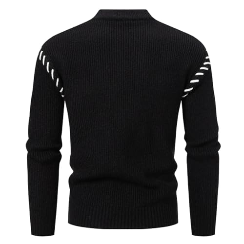 Men Autumn Winer Warm Knitted Sweater O-Neck Patchwork Knit Warm Pullovers Knitwear3