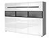 Produktbild Furniture24 Kommode Hektor - 48, Sideboard mit 3 Türen und 8 Schubladen, Wohnzimmerschrank, Anrichte (Weiß/Weiß Hochglanz/Schwarz, ohne Beleuchtung)