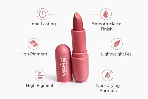 Image of Mars-Matte Creamy Lipstick | Non-drying, Highly pigmented Lipstick | Shade- multisades, 3.8gm| (SOFT ROSE)