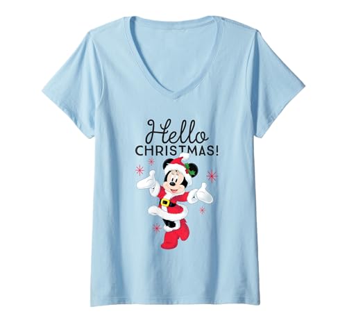 T-shirt col V Minnie Noël femme confortable pour look de fête