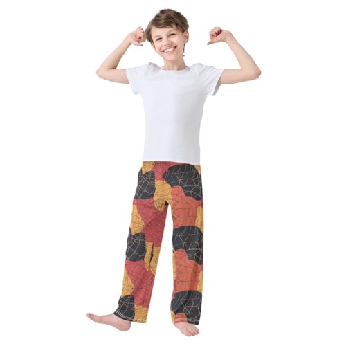 Boys' Pants Orange Black Spiderwebs Long Bottoms Jogger Pants Elastic Waist Trousers with Pockets S-XL2