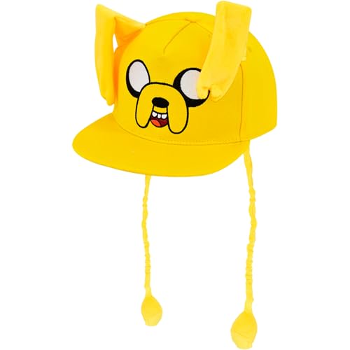 Adventure Time Baseball Cap Jake The Dog Adjustable Snapback Hat with 3D Ears and Tassels Flat Brim Yellow One Size
