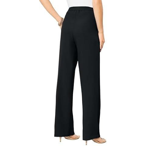 Roaman's Women's Plus Size Wide-Leg Bend Over Pant - 22 W, Black Cover