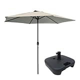 WEIMALL ガーデンパラソル 270cm パラソルベースセット 四角型ベース21.5kg 角度調整可能 大型 ビーチ 風に強い 撥水加工 UVカット 折りたたみ 軽量 日よけ 日傘 (サンドグレー)ACB002GYODTT14A