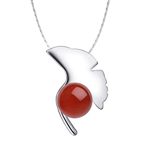 Colliers personnalisés d'exception avec pendentif agate rouge ginkgo biloba