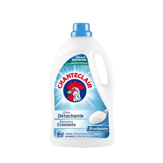 Chanteclair - Lessive Liquide Concentrées Bicarbonate, Spécialement Conçue pour le Linge Blanc, Ultra Détachantes et Efficaces aussi à Froid, 40 lavages - 1800 ml