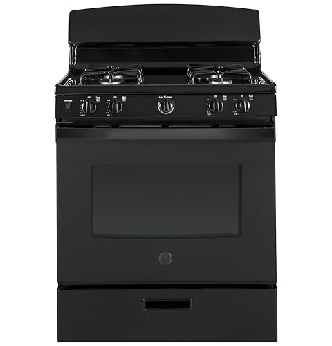 GE 30-Inch Freestanding Gas Range with 4 Sealed Burners, Standard Clean Oven, Black