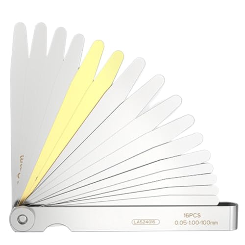 Stainless Steel Feeler Gauge Dual Marked Metric and Imperial Measuring Tool, Blades Steel Feeler Gauge Tapered Feeler Gauge Set, for Measuring Gap Widths and Thicknesses (16PCS)