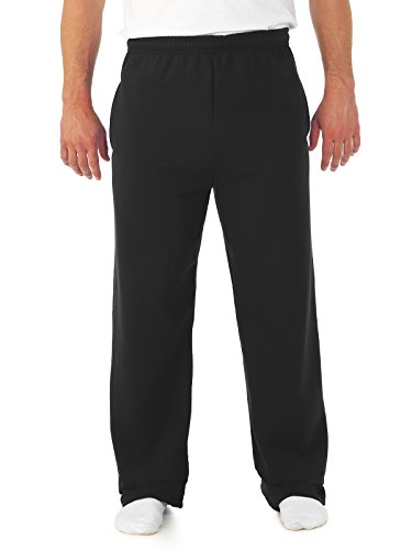 Jerzees Dri-Power Poly Pocketed Open-Bottom Sweatpants, Large - Athletic Heather