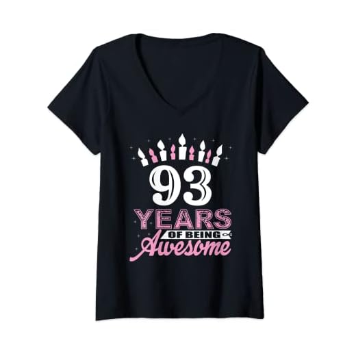 Mujer 93 años de edad 93 cumpleaños camisas para mujer – regalo de vela Camiseta Cuello V