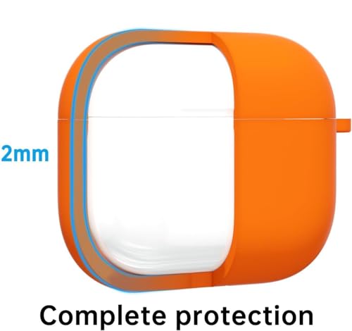 Image of Meyaar for Apple AirPods Pro 3 Case Cover with Keychain, Soft Skin Silicone Case Cover, Full Protective Case Cover Compatible with AirPods Pro (3rd Generation) Case 2025 (Orange)