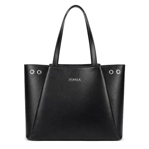 Image of Work Tote Bag for Women - Large Capacity Structured Vegan Leather Office Tote with Compartments, Professional Shoulder Purse for Business, Commute & Travel